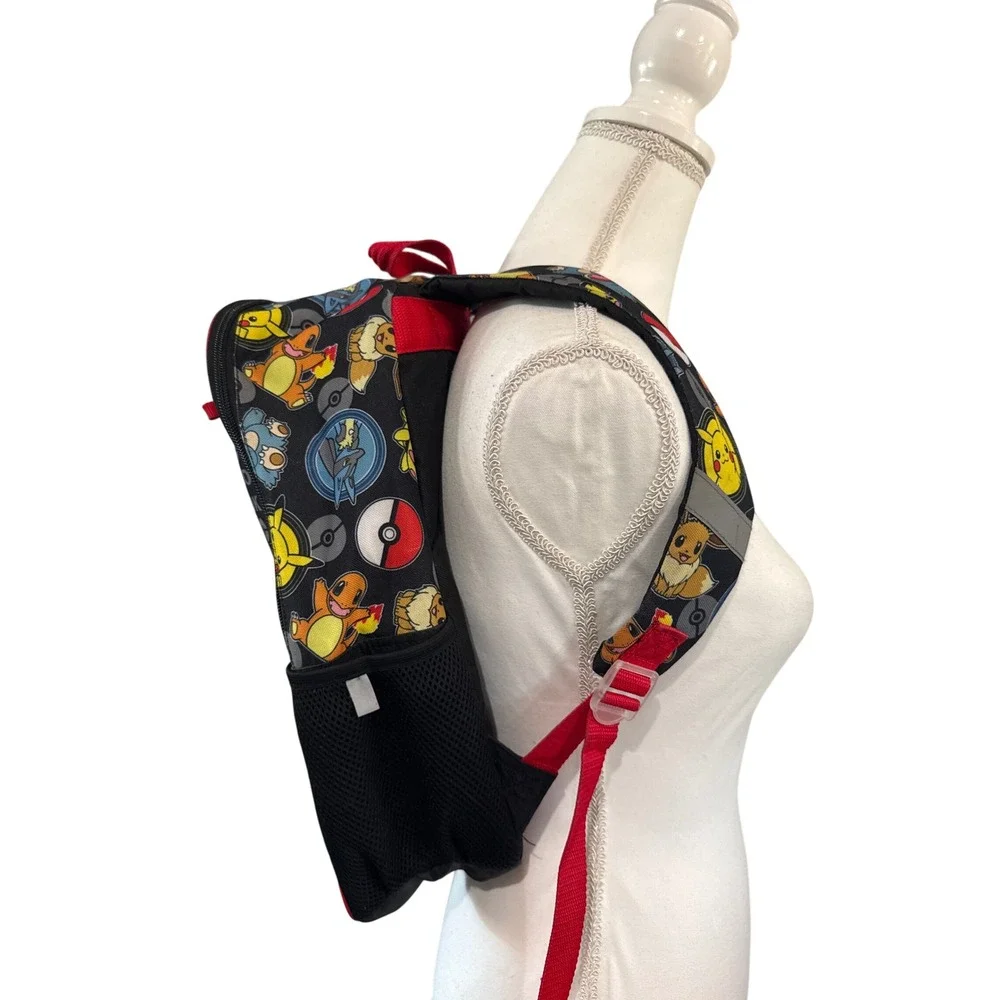 Pokemon Bioworld Backpack Pikachu Eevee Charmander Black Red Kids School Bag